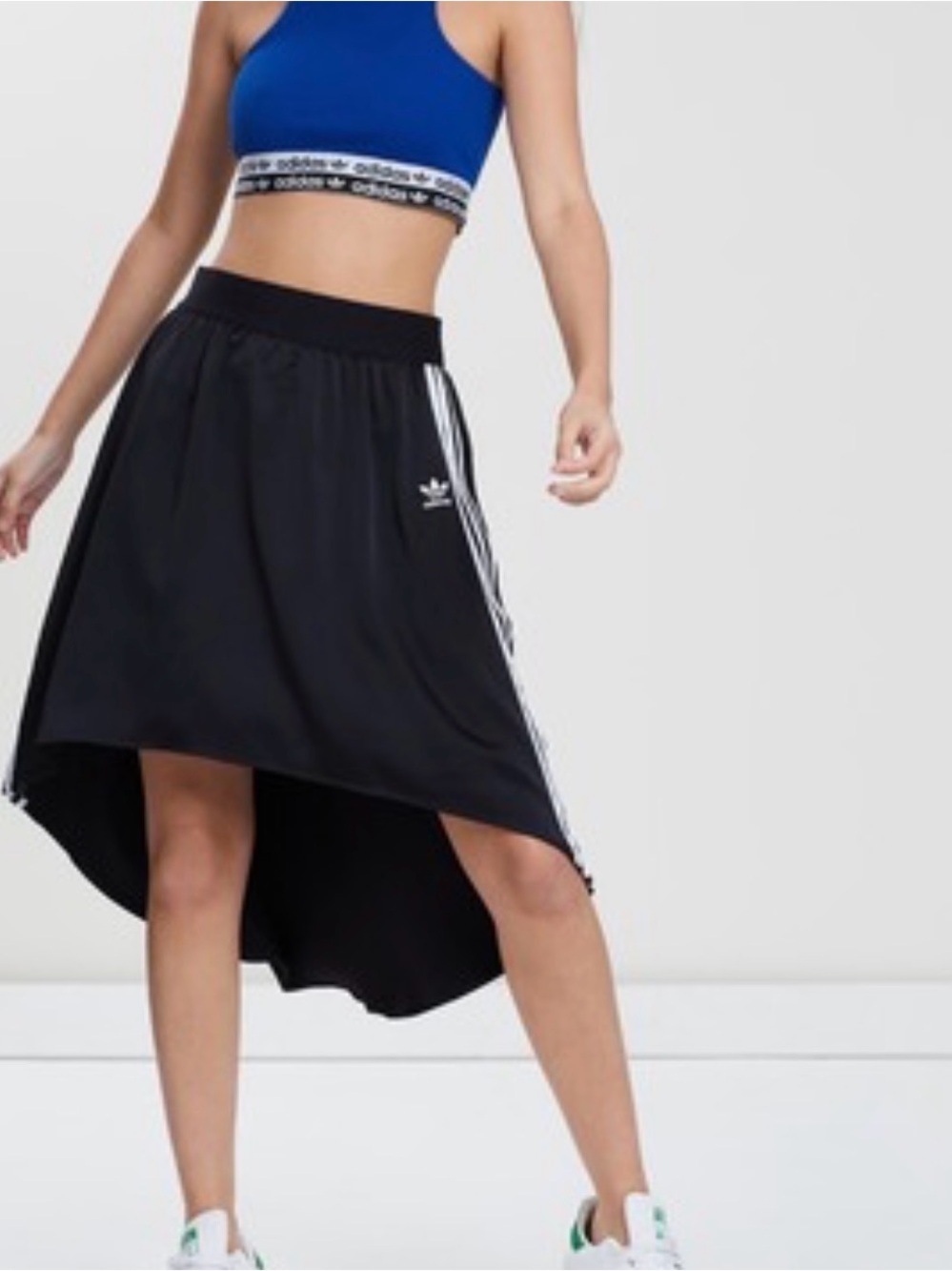 Adidas Original Black High-Low Skirt with Three-Stripe Side